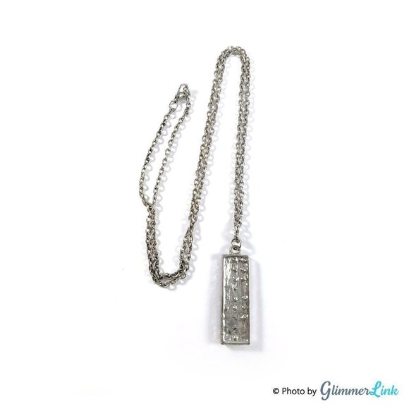 Rectangular Multi Color Rhinestone Crystals Pendant Necklace - Picture 7 of 8